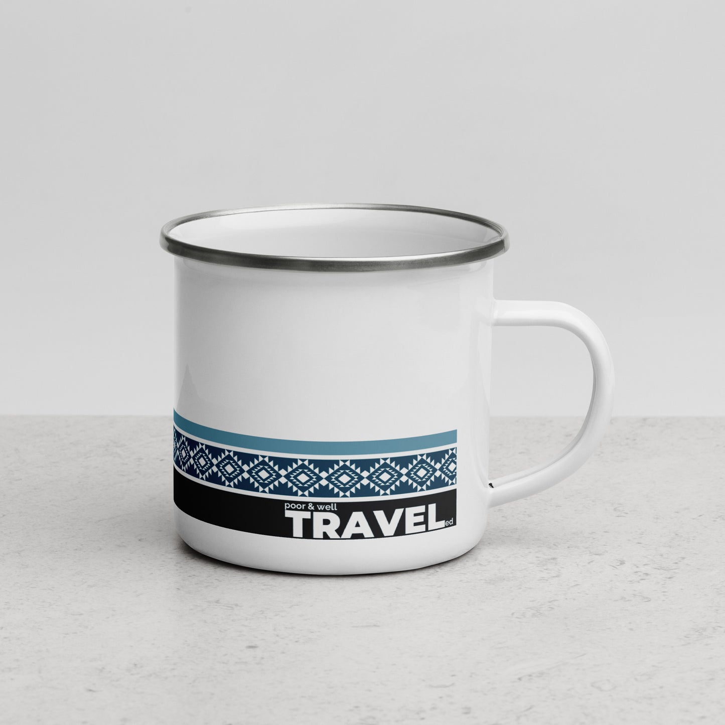 aztec turquoise camping mug